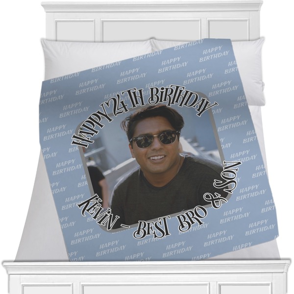 Custom Photo Birthday Minky Blanket (Personalized)