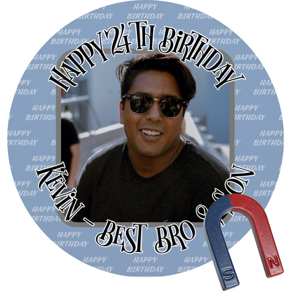 Custom Photo Birthday Round Fridge Magnet