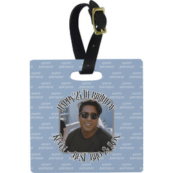 Photo Birthday Plastic Luggage Tag - Square