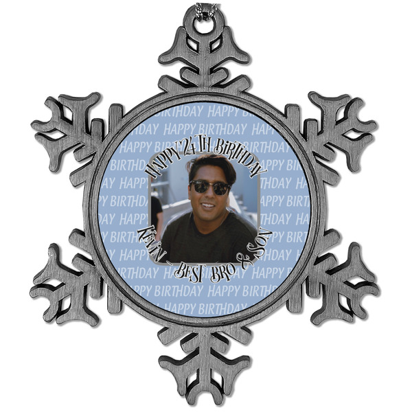 Custom Photo Birthday Vintage Snowflake Ornament