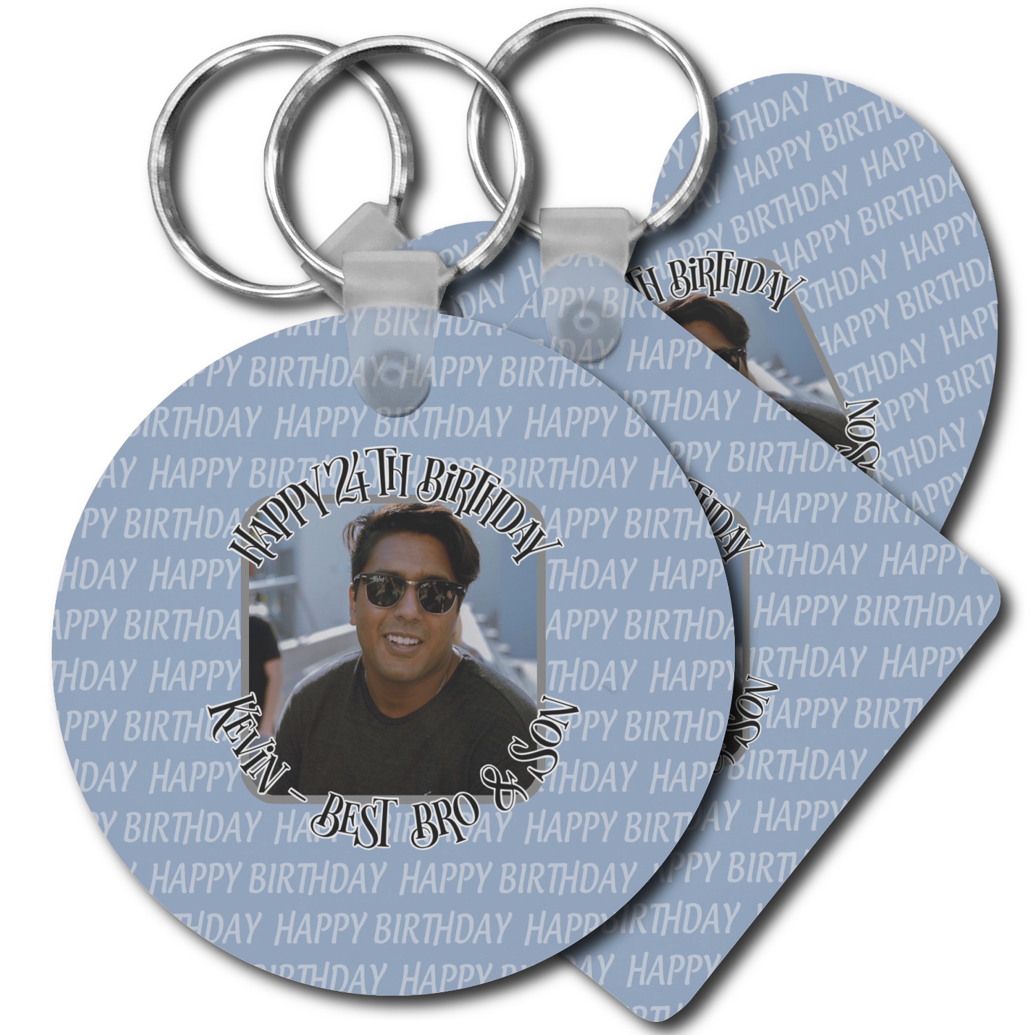 Photo Birthday Plastic Keychain YouCustomizeIt