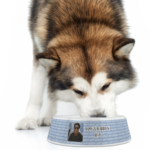 Photo Birthday Plastic Pet Bowls - Large - LIFESTYLE