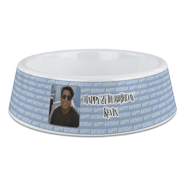 Custom Photo Birthday Plastic Dog Bowl - Large