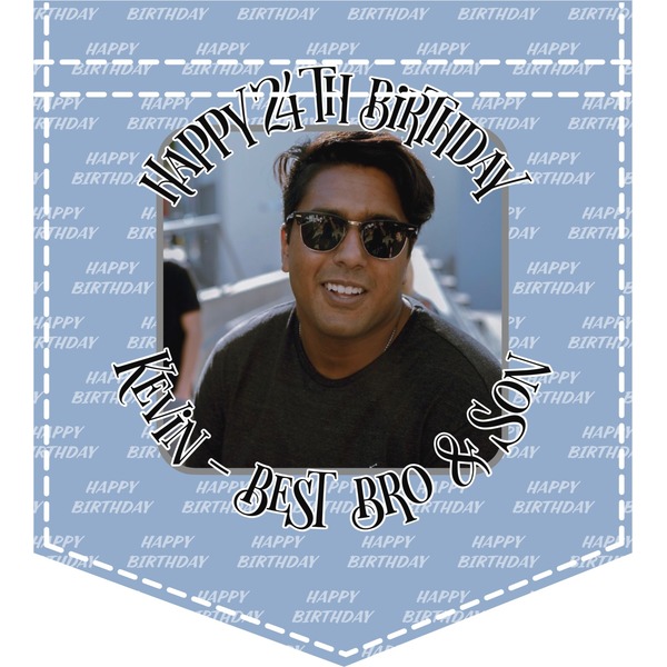 Custom Photo Birthday Iron On Faux Pocket (Personalized)