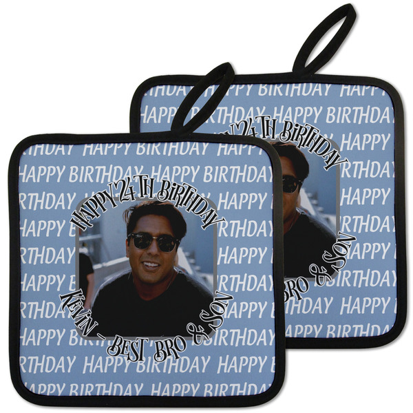 Custom Photo Birthday Pot Holders - Set of 2