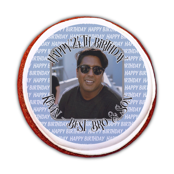 Photo Birthday Printed Icing Circle - Medium - On Cookie