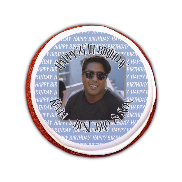 Photo Birthday Printed Icing Circle - Small - On Cookie
