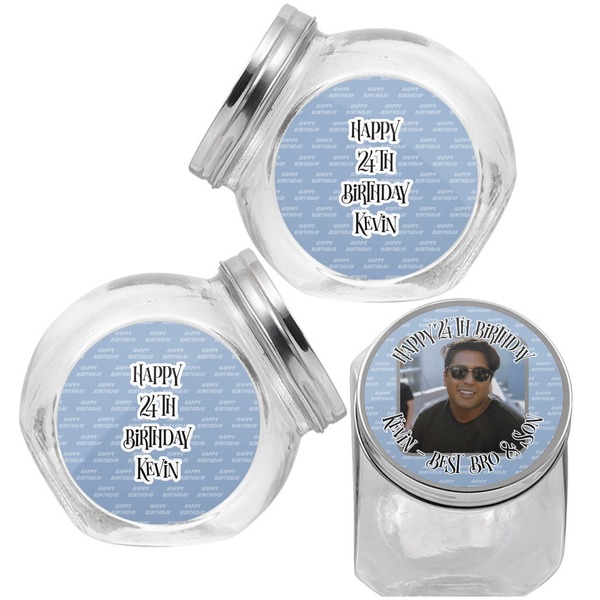 Photo Birthday Puppy Treat Jar - Top Left Right