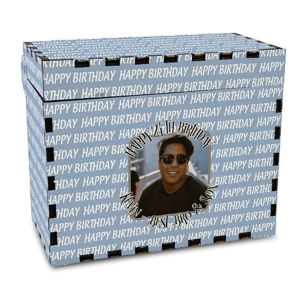 Custom Photo Birthday Wood Recipe Box - Full Color Print