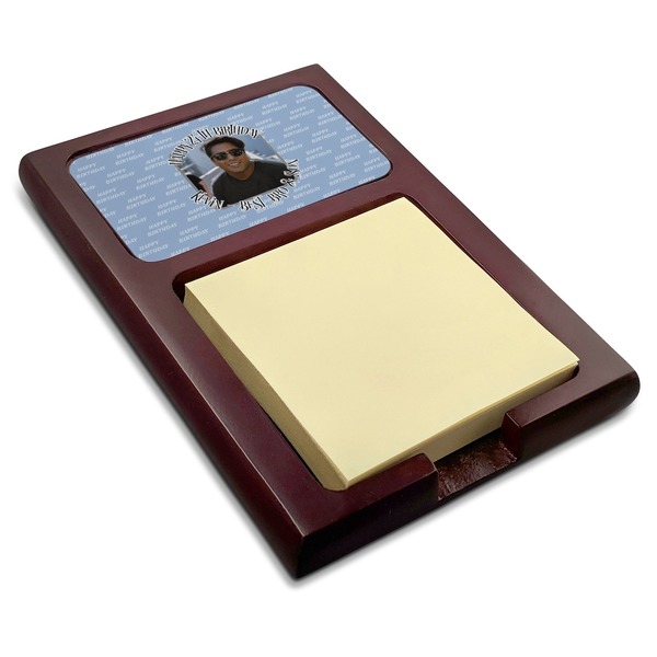 Custom Photo Birthday Red Mahogany Sticky Note Holder (Personalized)