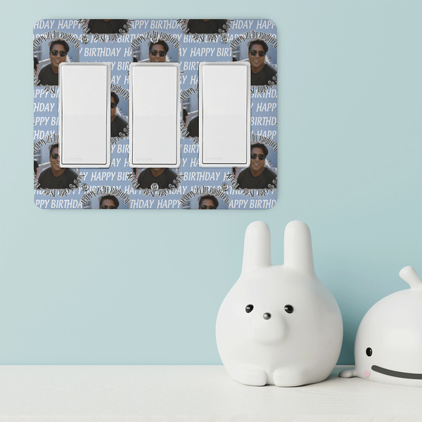Photo Birthday Rocker Light Switch Covers - Triple - IN CONTEXT