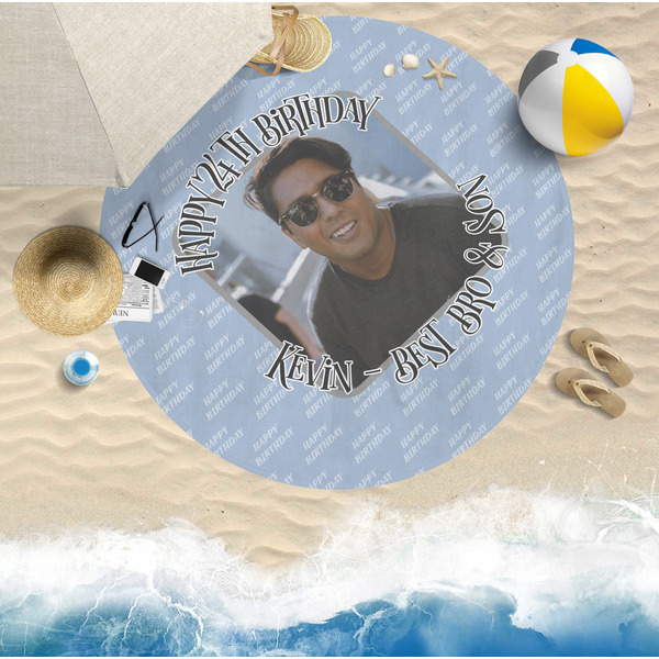 Photo Birthday Round Beach Towel Lifestyle
