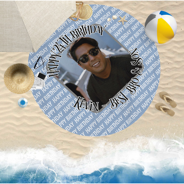 Photo Birthday Round Beach Towel Lifestyle