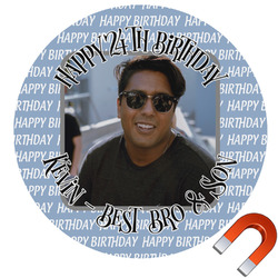Photo Birthday Round Car Magnet - 6" (Personalized)