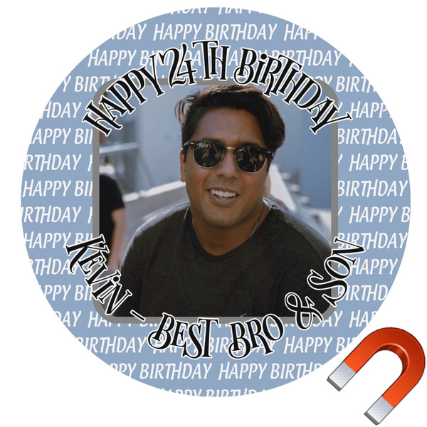 Custom Photo Birthday Round Car Magnet - 10" (Personalized)