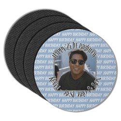 Photo Birthday Round Rubber Backed Coasters - Set of 4 (Personalized)