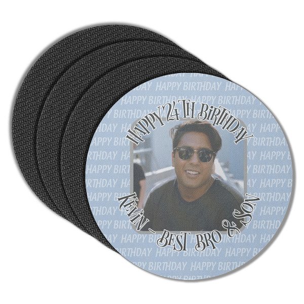 Custom Photo Birthday Round Rubber Backed Coasters - Set of 4 (Personalized)