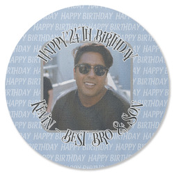 Photo Birthday Round Rubber Backed Coaster (Personalized)