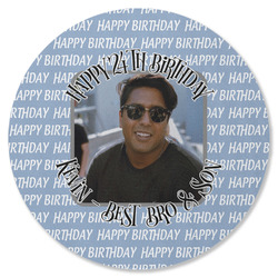 Photo Birthday Round Rubber Backed Coaster (Personalized)