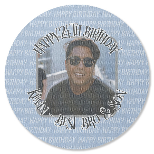 Custom Photo Birthday Round Rubber Backed Coaster (Personalized)