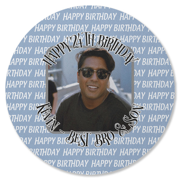 Custom Photo Birthday Round Rubber Backed Coaster (Personalized)