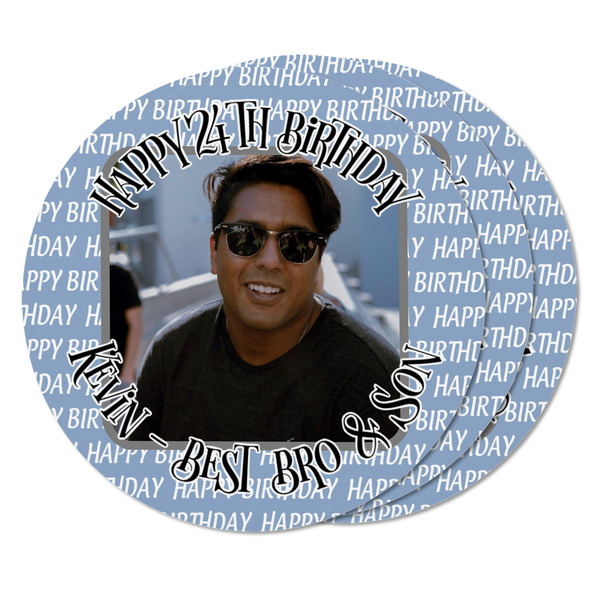 Photo Birthday Round Fridge Magnet - THREE