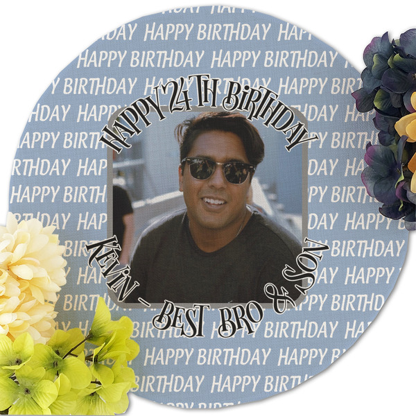Photo Birthday Round Linen Placemats - Front (w flowers)