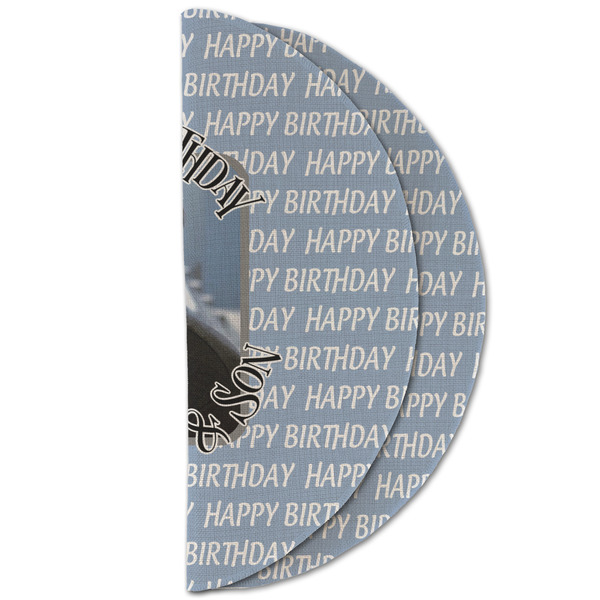 Photo Birthday Round Linen Placemats - HALF FOLDED (double sided)