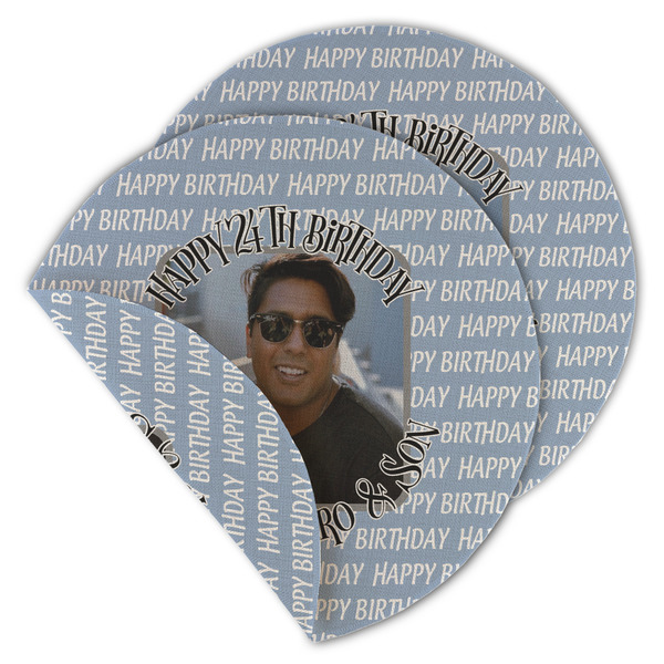 Custom Photo Birthday Round Linen Placemat - Double Sided