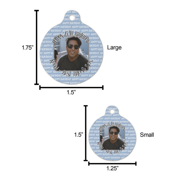 Photo Birthday Round Pet ID Tag - Large - Comparison Scale