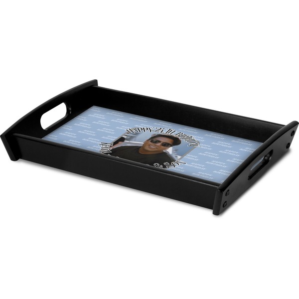 Photo Birthday Serving Tray Black - Corner