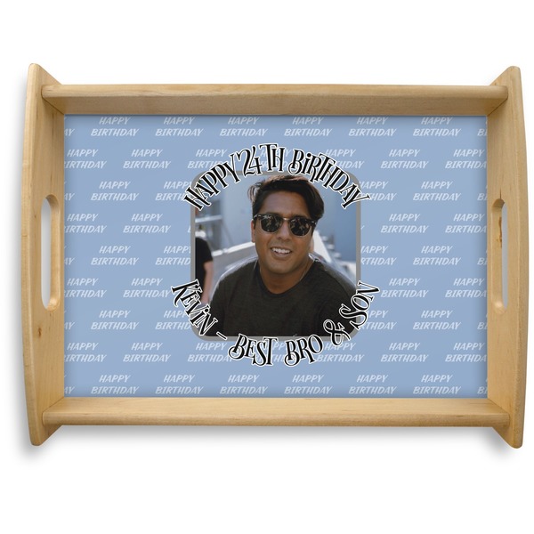 Custom Photo Birthday Natural Wooden Tray - Large (Personalized)