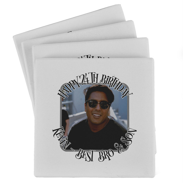 Custom Photo Birthday Absorbent Stone Coasters - Set of 4