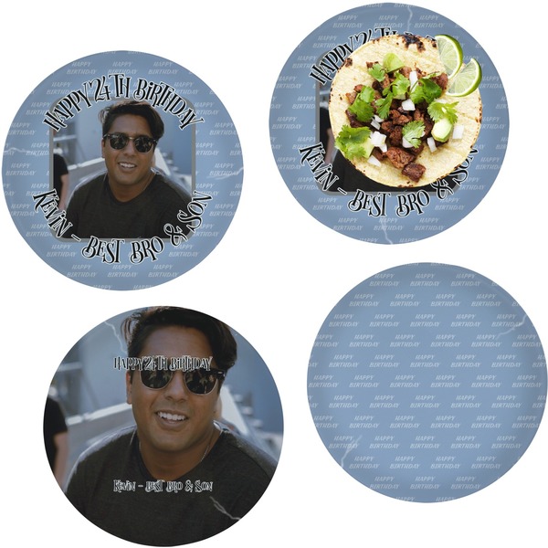 Custom Photo Birthday Set of 4 Glass Lunch / Dinner Plate 10" (Personalized)