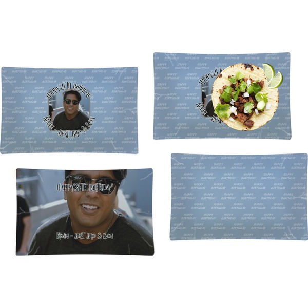 Custom Photo Birthday Set of 4 Glass Rectangular Lunch / Dinner Plate (Personalized)