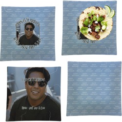 Photo Birthday Set of 4 Glass Square Lunch / Dinner Plate 9.5" (Personalized)