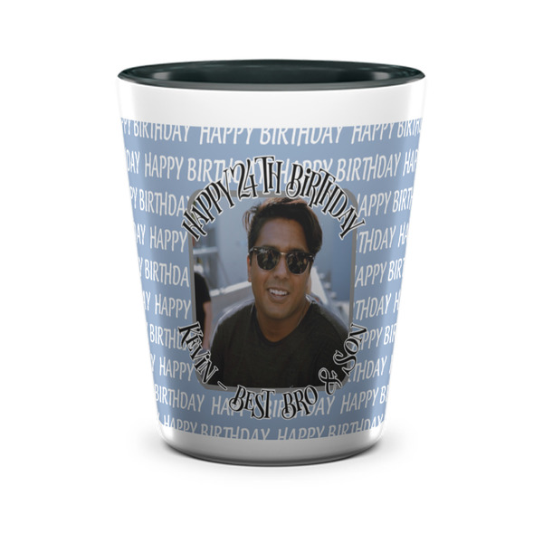 Custom Photo Birthday Ceramic Shot Glass - 1.5 oz - Two Tone - Set of 4
