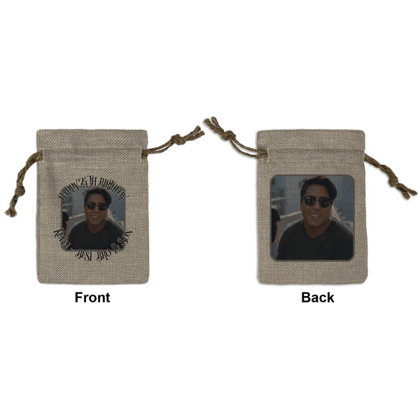 Custom Photo Birthday Small Burlap Gift Bag - Front & Back