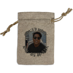 Photo Birthday Small Burlap Gift Bag - Front