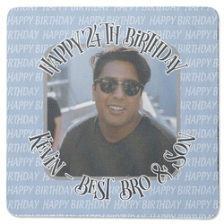 Photo Birthday Square Rubber Backed Coaster (Personalized)