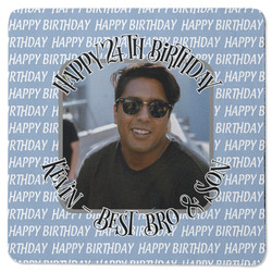 Photo Birthday Square Rubber Backed Coaster (Personalized)