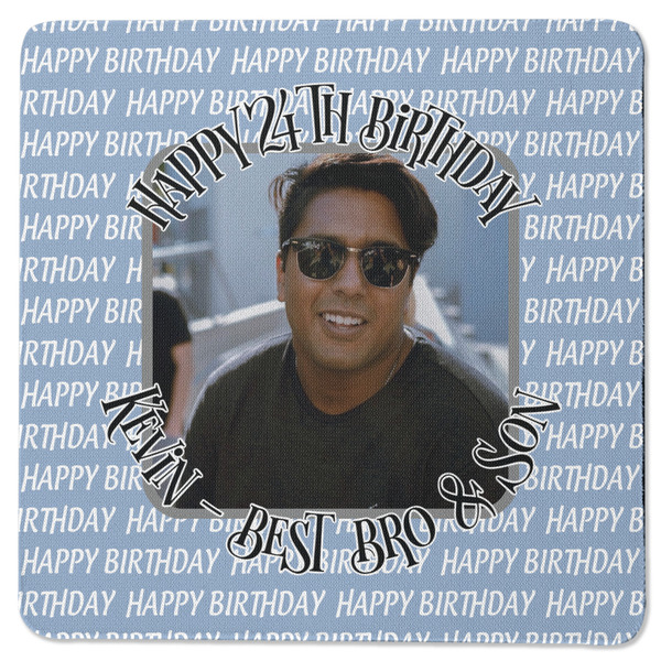 Custom Photo Birthday Square Rubber Backed Coaster (Personalized)