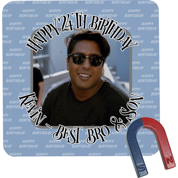 Custom Photo Birthday Square Fridge Magnet (Personalized)