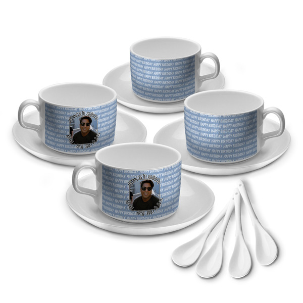 Custom Photo Birthday Tea Cup - Set of 4 (Personalized)