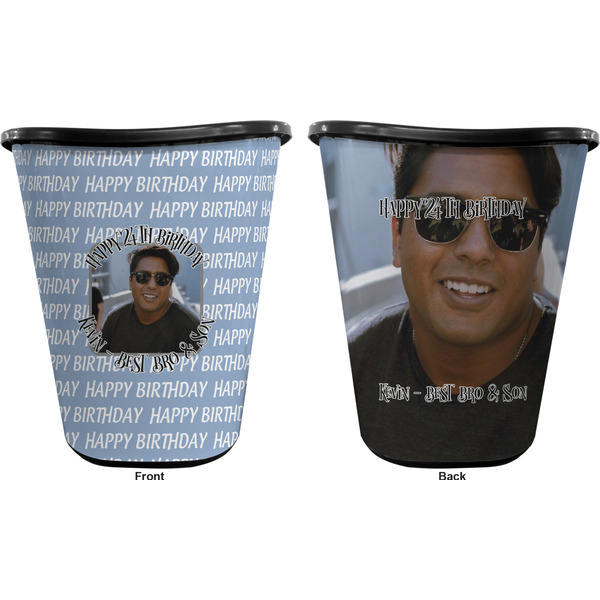 Photo Birthday Trash Can Black - Front and Back - Apvl