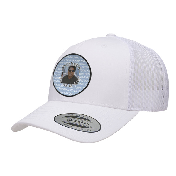 Custom Photo Birthday Trucker Hat - White