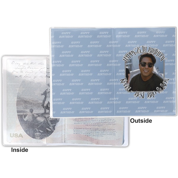 Photo Birthday Vinyl Passport Holder - Flat Front and Back