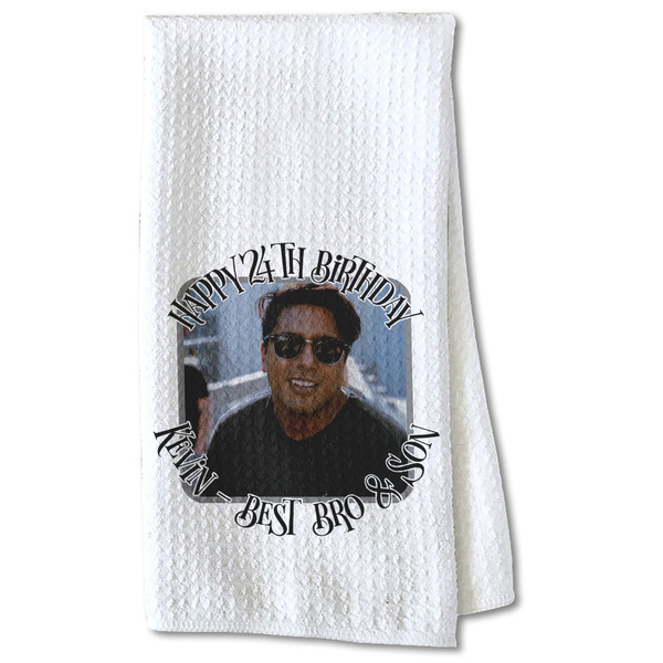 Custom Photo Birthday Kitchen Towel - Waffle Weave - Partial Print