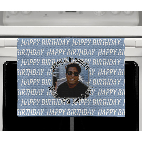 Photo Birthday Waffle Weave Towel - Full Color Print - Lifestyle2 Image
