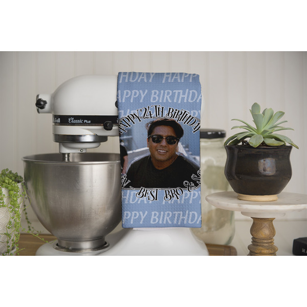 Photo Birthday Waffle Weave Towel - Full Color Print - Lifestyle Image